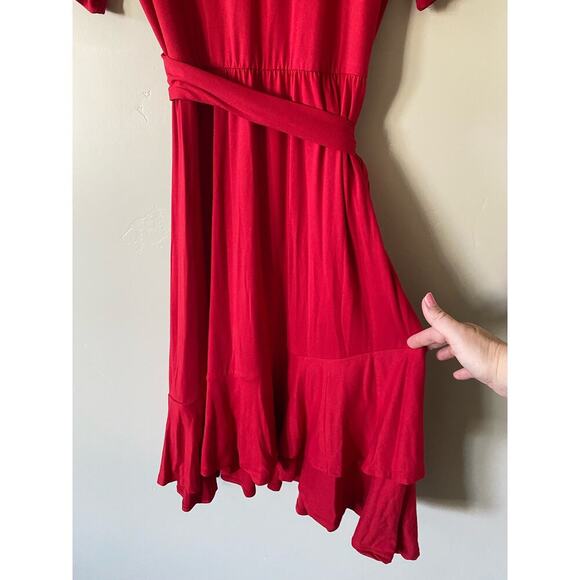 Reborn J NWOT Red Tie Waist Midi Dress - Picture 3 of 12